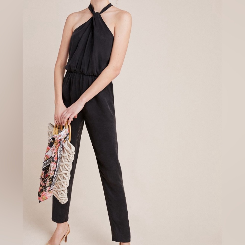 Anthropologie Black Halter Jumpsuit (with pockets!)